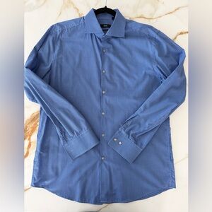 HUGO Blue Gingham Dress Shirt 43/17